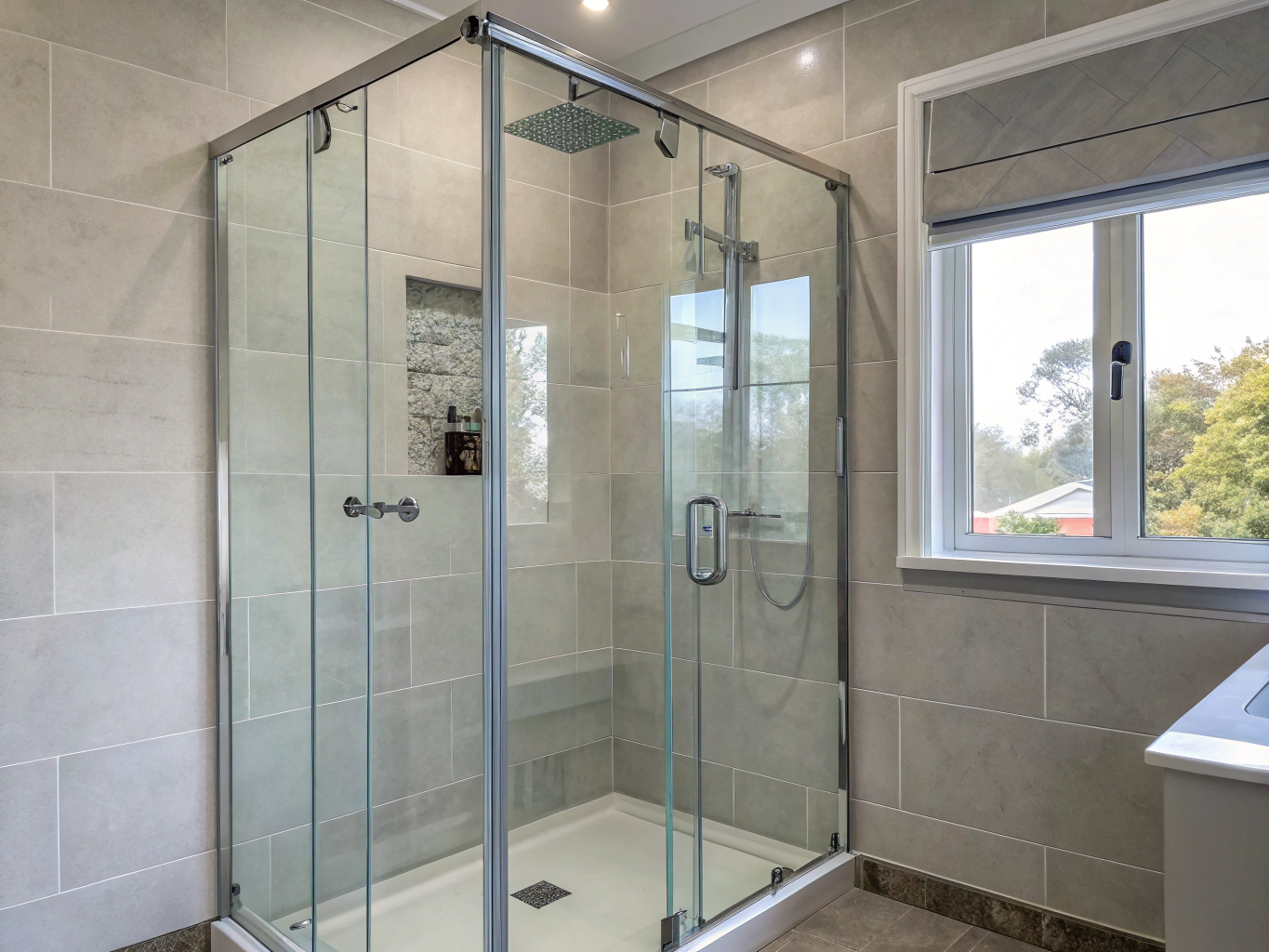 Mampara Blindex 8mm en baño residencial Neuquén