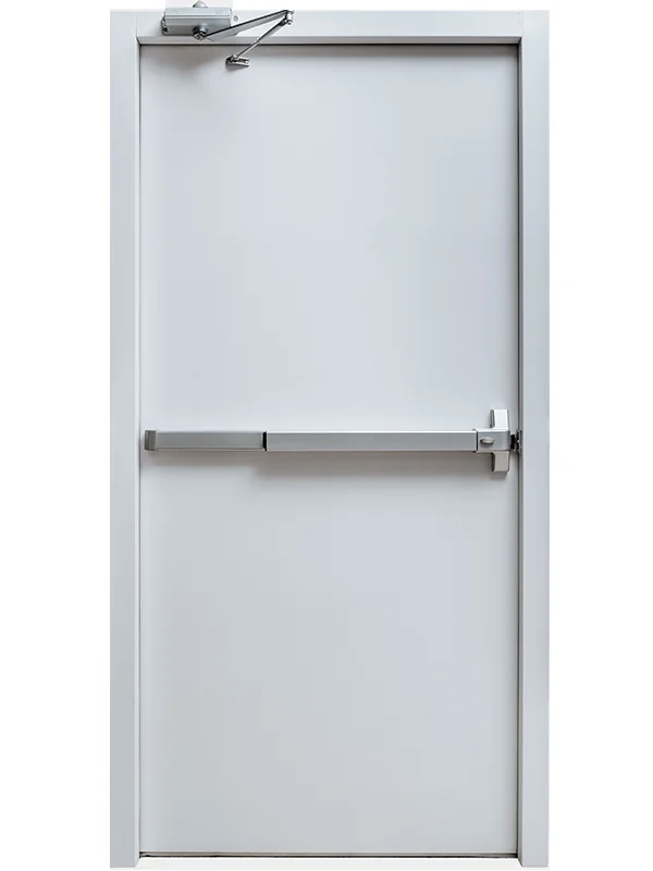 Puerta de seguridad antipánico con cierre multianclaje — modelo que fabrica J&N Aluminio en Neuquén