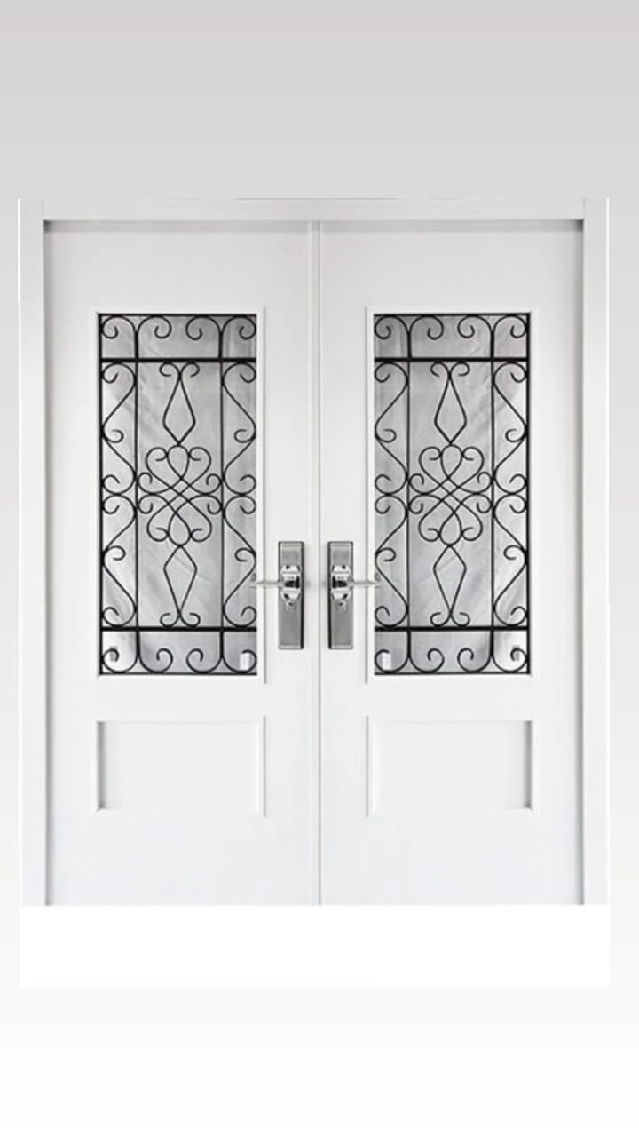 Puerta de seguridad multianclaje doble blanca con vidrio - J&N Aluminio Neuquén