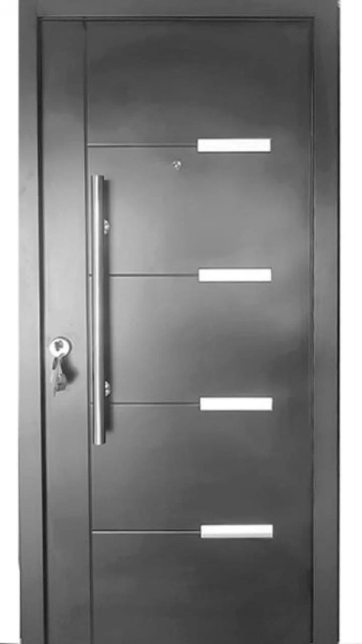 Puerta de seguridad multianclaje negra con apliques - J&N Aluminio Neuquén