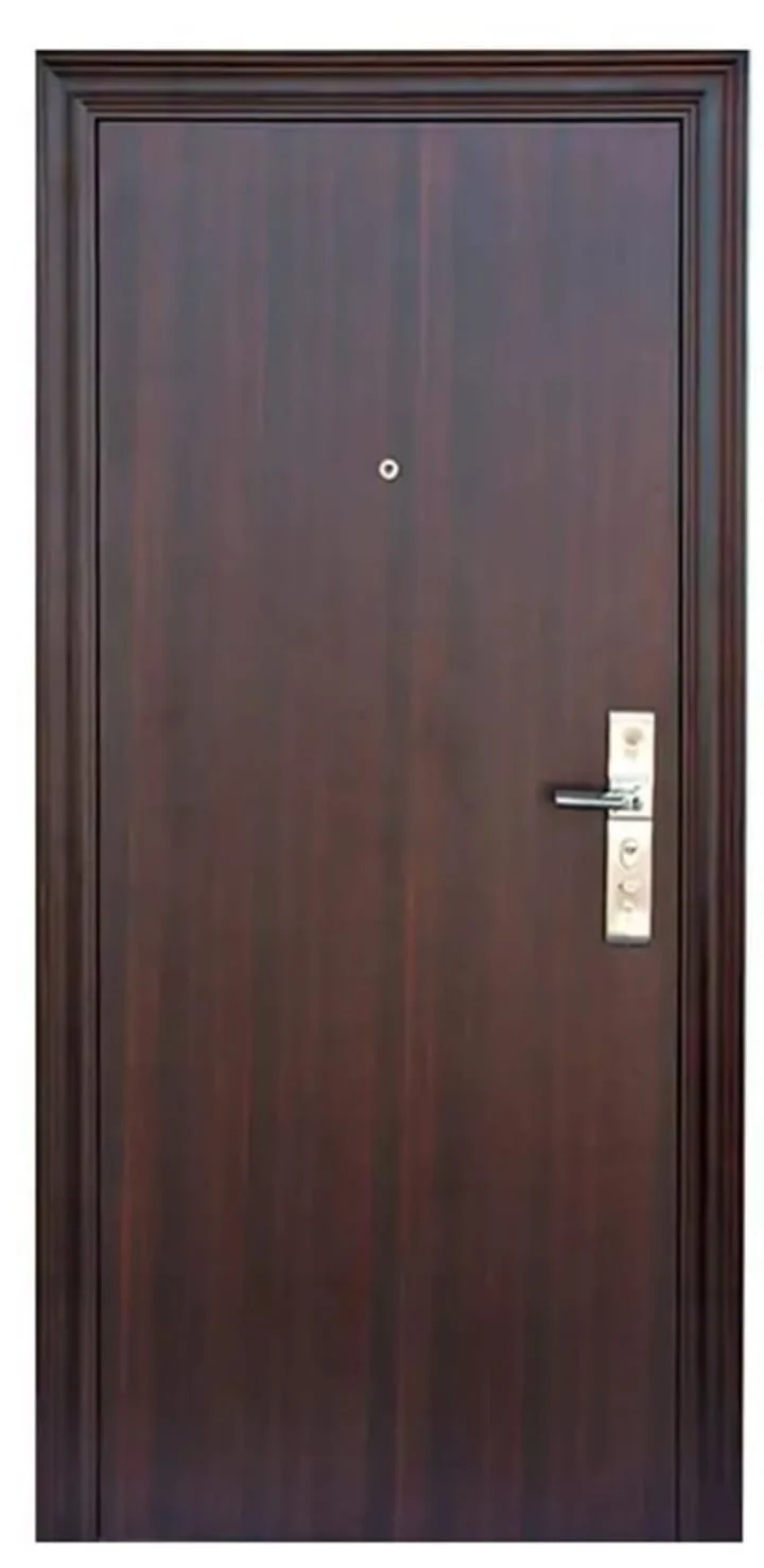 Puerta de seguridad multianclaje símil madera oscura - J&N Aluminio Neuquén