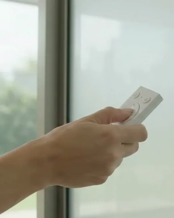 Smart Film encendido: el mismo vidrio, totalmente transparente